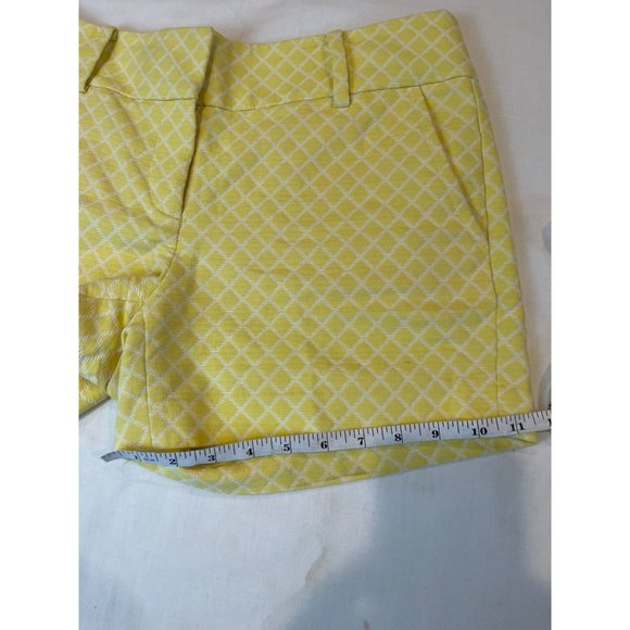 Ann Taylor Women Checkered Chino Shorts Geometric Mid Rise Stretch Yellow Size 6 - Picture 6 of 9